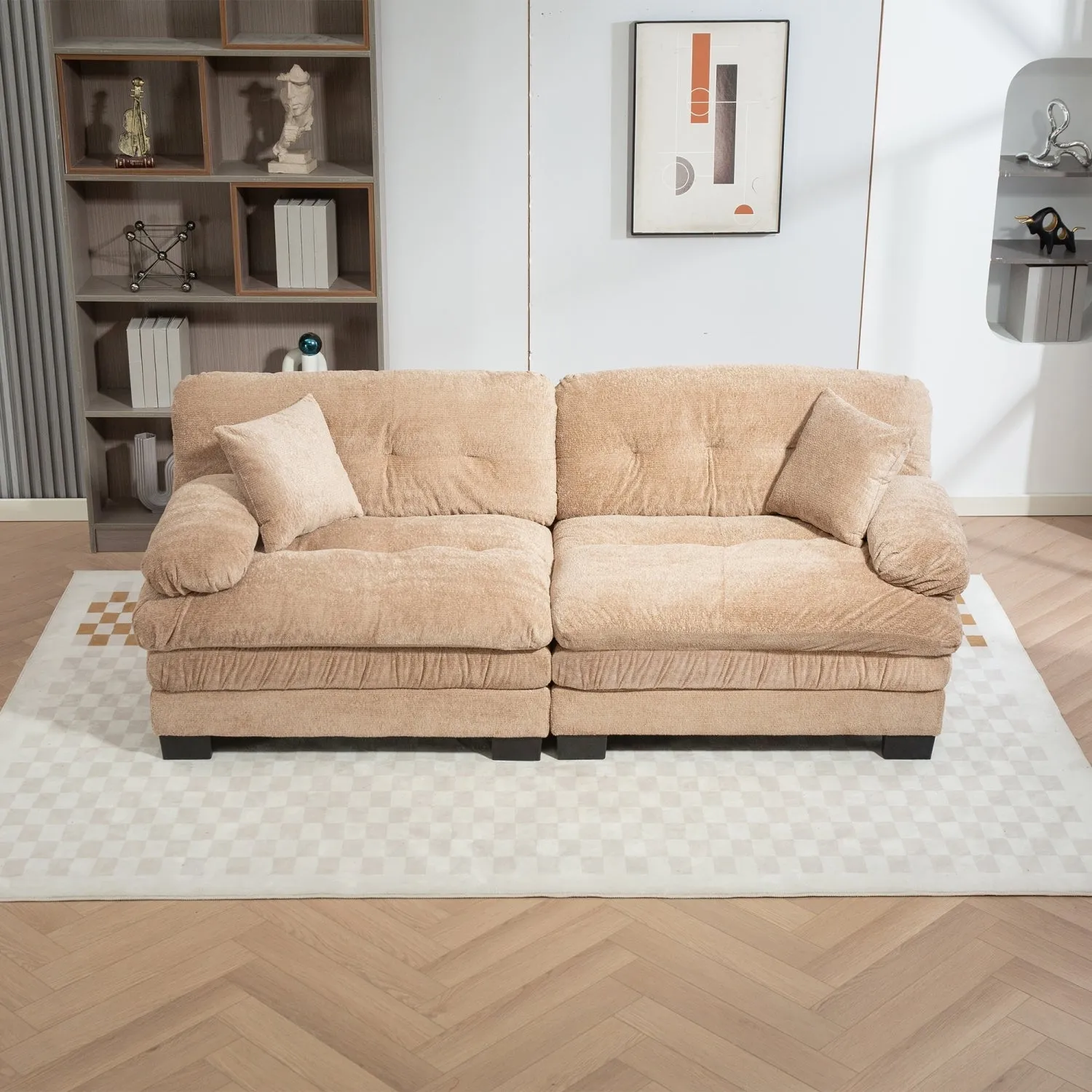 Streamdale Khaki Chenille Sectional Sofa Sleeper
