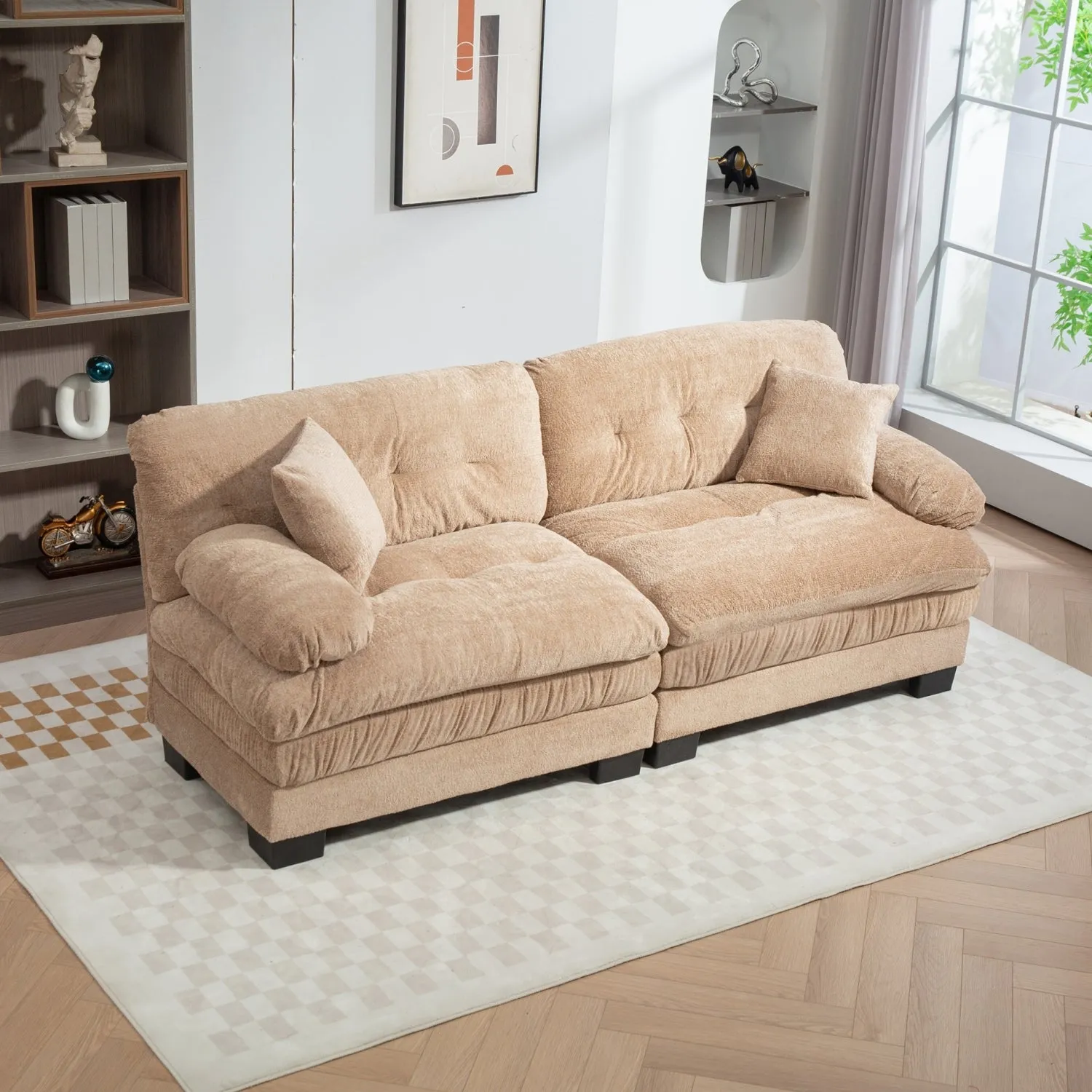 Streamdale Khaki Chenille Sectional Sofa Sleeper