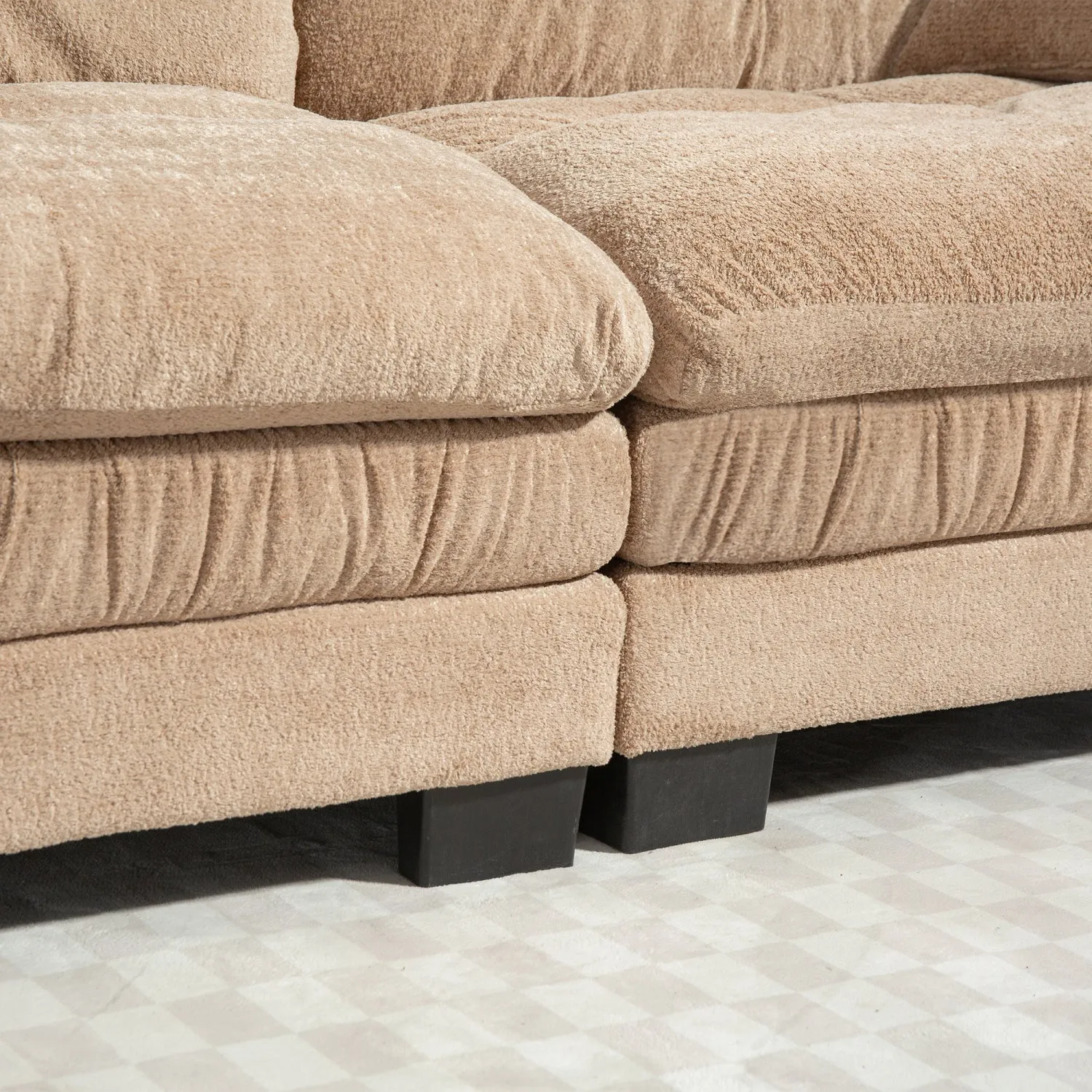 Streamdale Khaki Chenille Sectional Sofa Sleeper