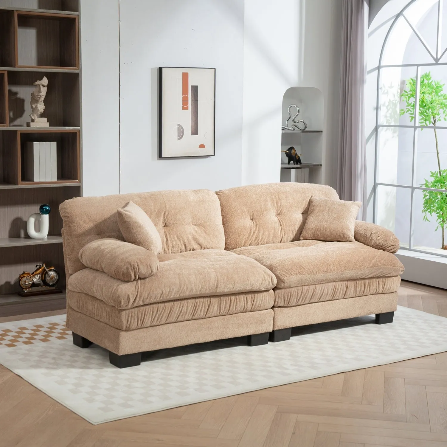 Streamdale Khaki Chenille Sectional Sofa Sleeper