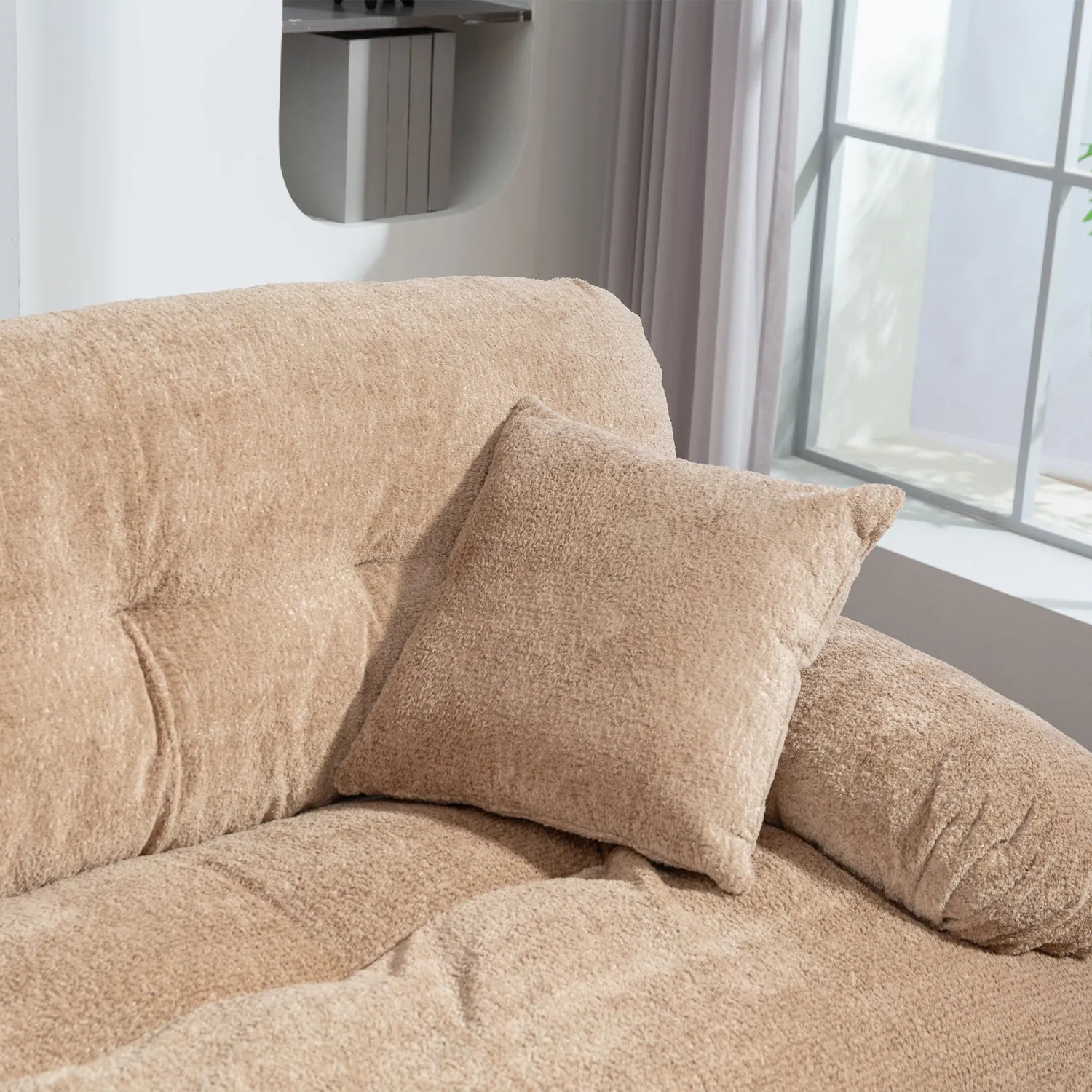 Streamdale Khaki Chenille Sectional Sofa Sleeper