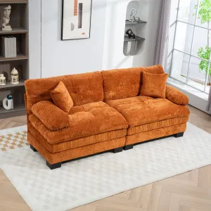 Streamdale Orange Chenille Sectional Sofa Sleeper