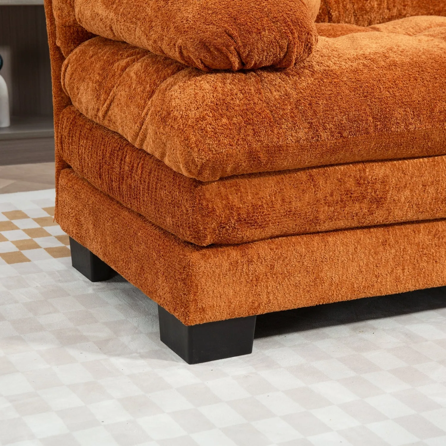 Streamdale Orange Chenille Sectional Sofa Sleeper