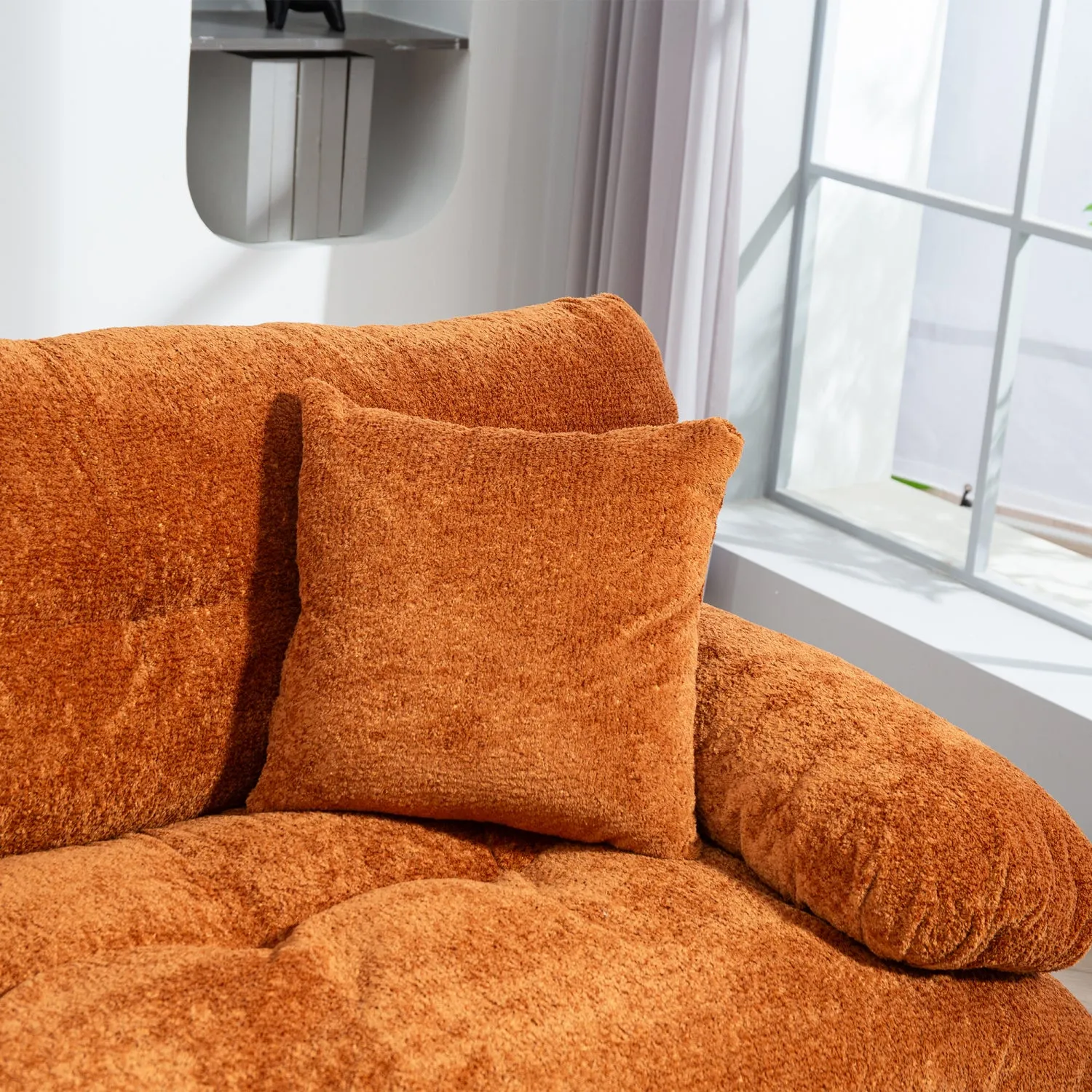 Streamdale Orange Chenille Sectional Sofa Sleeper