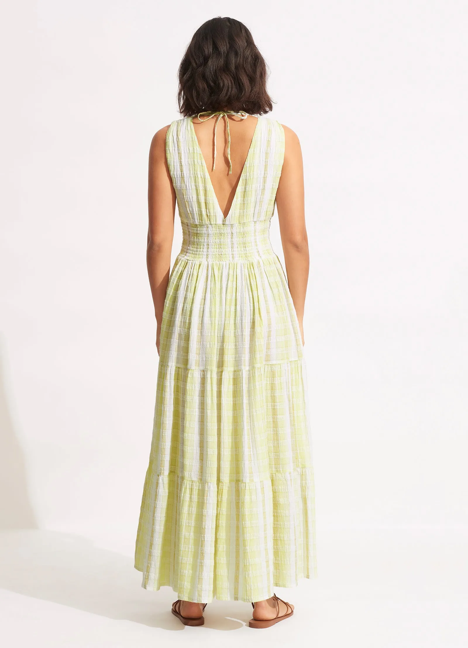Textured Gingham Maxi Dress - Wild Lime