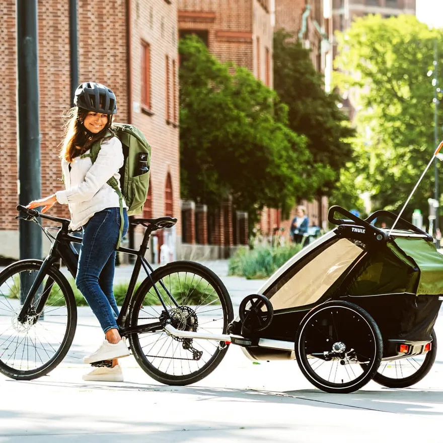 Thule Chariot Cab - 2 Seat Multisport Bike Trailer Aluminium/Cypress Green