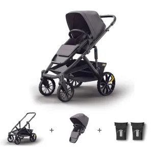 Veer Switch&Roll Luxe with Infant Car Seat Adapter Bundle - &Roll Stroller Frame / Switchback Seat Luxe - Gray Granite / Adapter