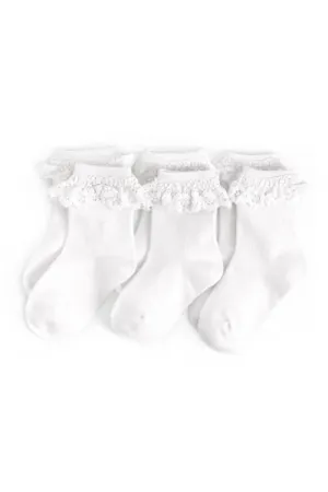 White Lace Midi Socks 3-Pack